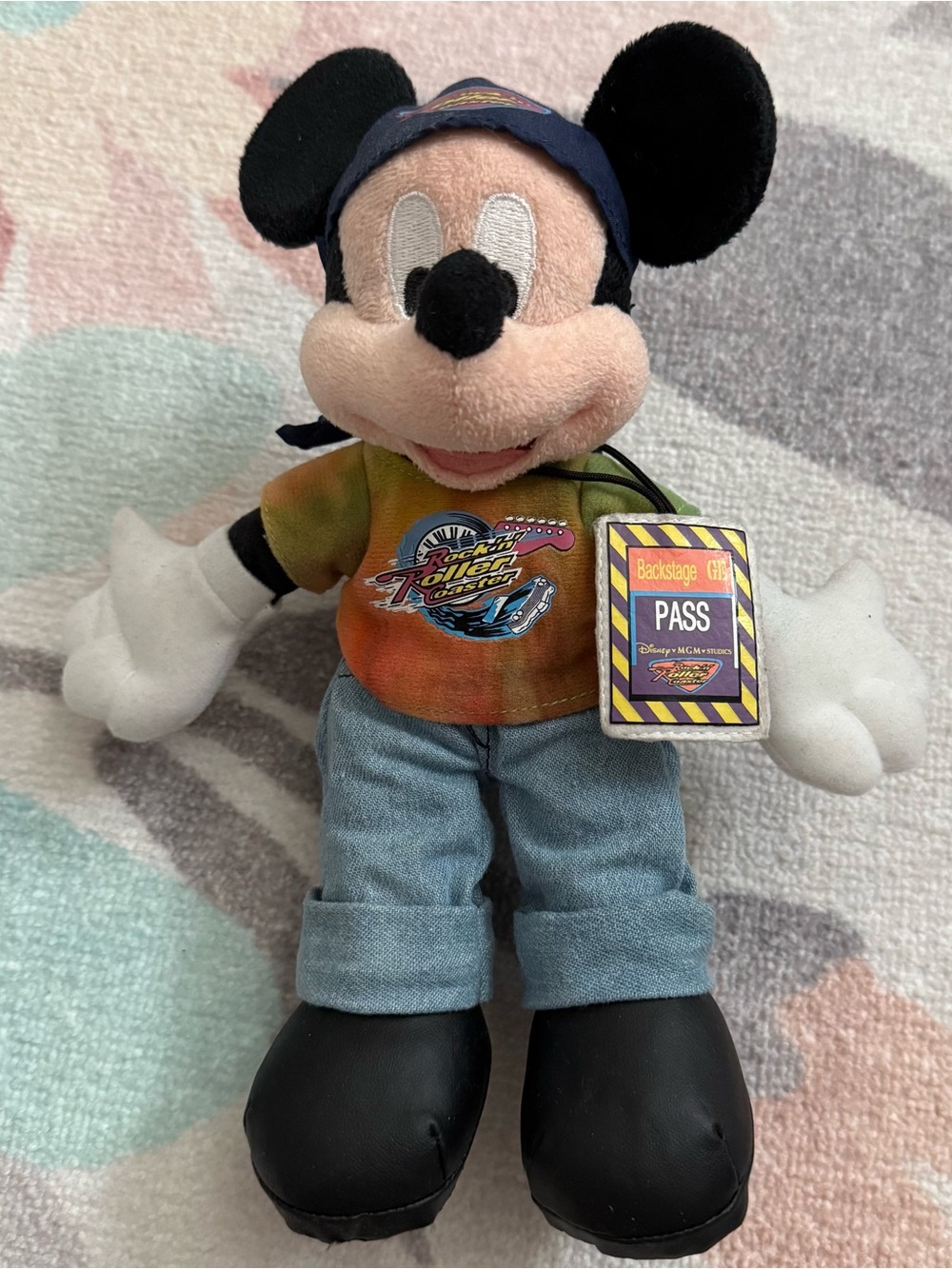 Vintage Rock’n’Rollercoaster Mickey Backstage Pass Plush Disney Parks
